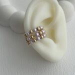XUPING Üç Sıra İncili Gold Top Tasarım Earcuff Küpe