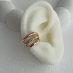 XUPING Zirkon Taşlı Üçlü Tel Görünüm Gold Earcuff Küpe
