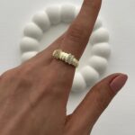 Özel Seri Çift Sıra Zirkon Taş Tırtık Ayarlanabilir Gold Yüzük