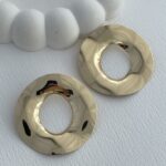 Özel Seri Simit Tasarım Gold Parlak Plaka Küpe