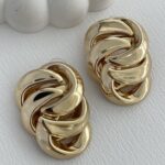 Özel Seri Çoklu Asimetrik Kıvrım Gold Küpe