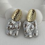Özel Seri Gümüş & Gold Soyut Tasarım Küpe