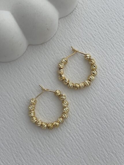 Özel Seri Dorika Boncuk Gold Halka Küpe