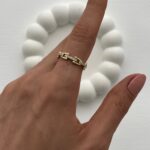 Özel Seri Zirkon Taşlı Zincir Tasarım Ayarlanabilir Gold Yüzük