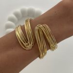 Özel Seri Oval Kıvrım Tel Tasarım Sıkıştırılabilir Gold Bileklik