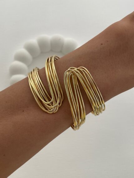 Özel Seri Oval Kıvrım Tel Tasarım Sıkıştırılabilir Gold Bileklik