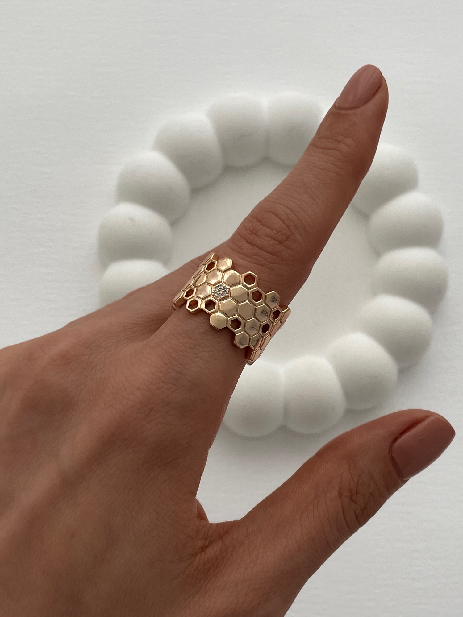 img_8892-1-13 XUPING Zirkon Taşlı Kalın Petek Tasarım Gold Ayarlanabilir Yüzük