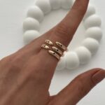 XUPING Lacivert Taşlı Sarmal Gold Ayarlanabilir Yüzük