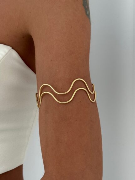 Özel Seri Su Dalgası Tasarım Gold Pazu Bilekliği