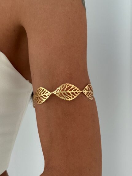 Özel Seri Yaprak Tasarım Gold Pazu Bilekliği