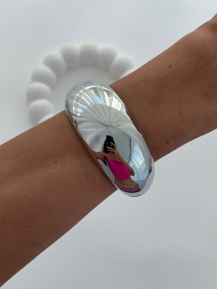 Özel Seri Bombeli Tasarım Gümüş Kelepçe Bileklik