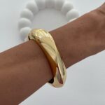 Özel Seri Asimetrik Kıvrım Gold Kelepçe Bileklik