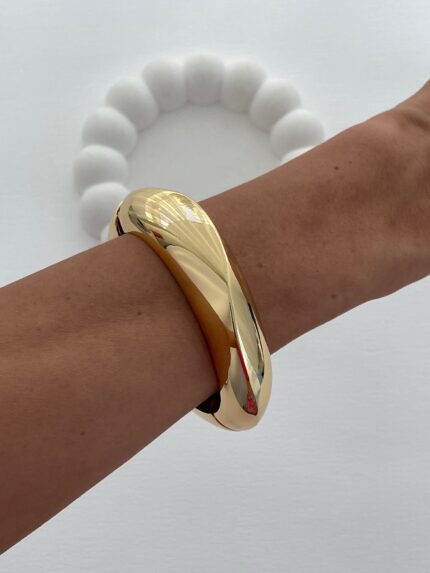 Özel Seri Asimetrik Kıvrım Gold Kelepçe Bileklik