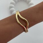 Özel Seri İçi Boş Asimetrik Kıvrım Gold Kelepçe Bileklik