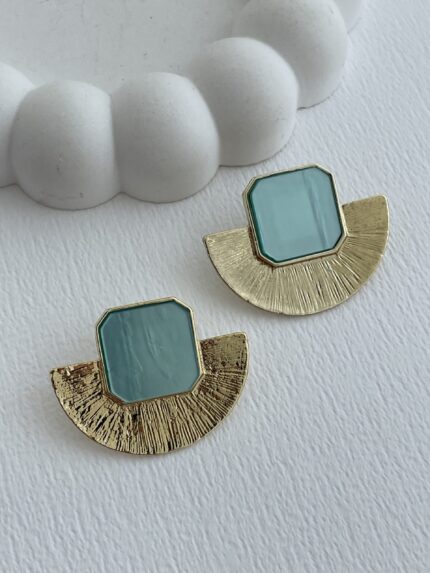 Özel Seri Yelpaze Tasarım Yeşil Hawai Küpe