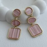 Özel Seri Geometrik Tasarım Pembe Hawai Küpe