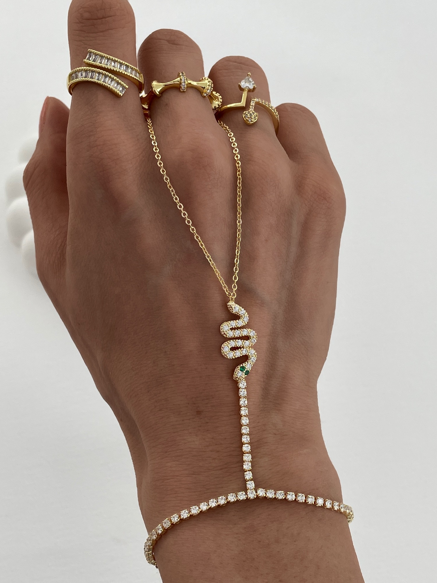 img_4672-4 Özel Seri Zirkon Taşlı Yılan Tasarım Gold Şahmeran