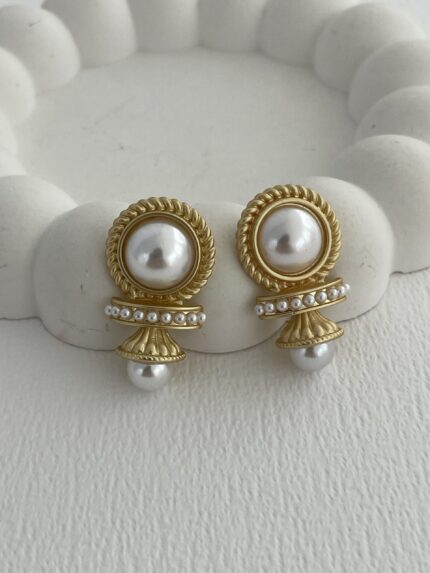 Özel Seri Gold Vintage İnci Küpe