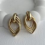 Özel Seri Geometrik Yaprak Tasarım Gold Küpe