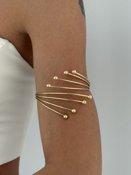 Özel Seri Uçları Top Tasarım Sarmal Gold Pazu Bilekliği