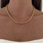 Çelik Halat Tasarım Gold Kolye