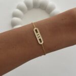 Özel Seri Zirkon Taşlı Oval Tasarım Marka Model Gold Bileklik