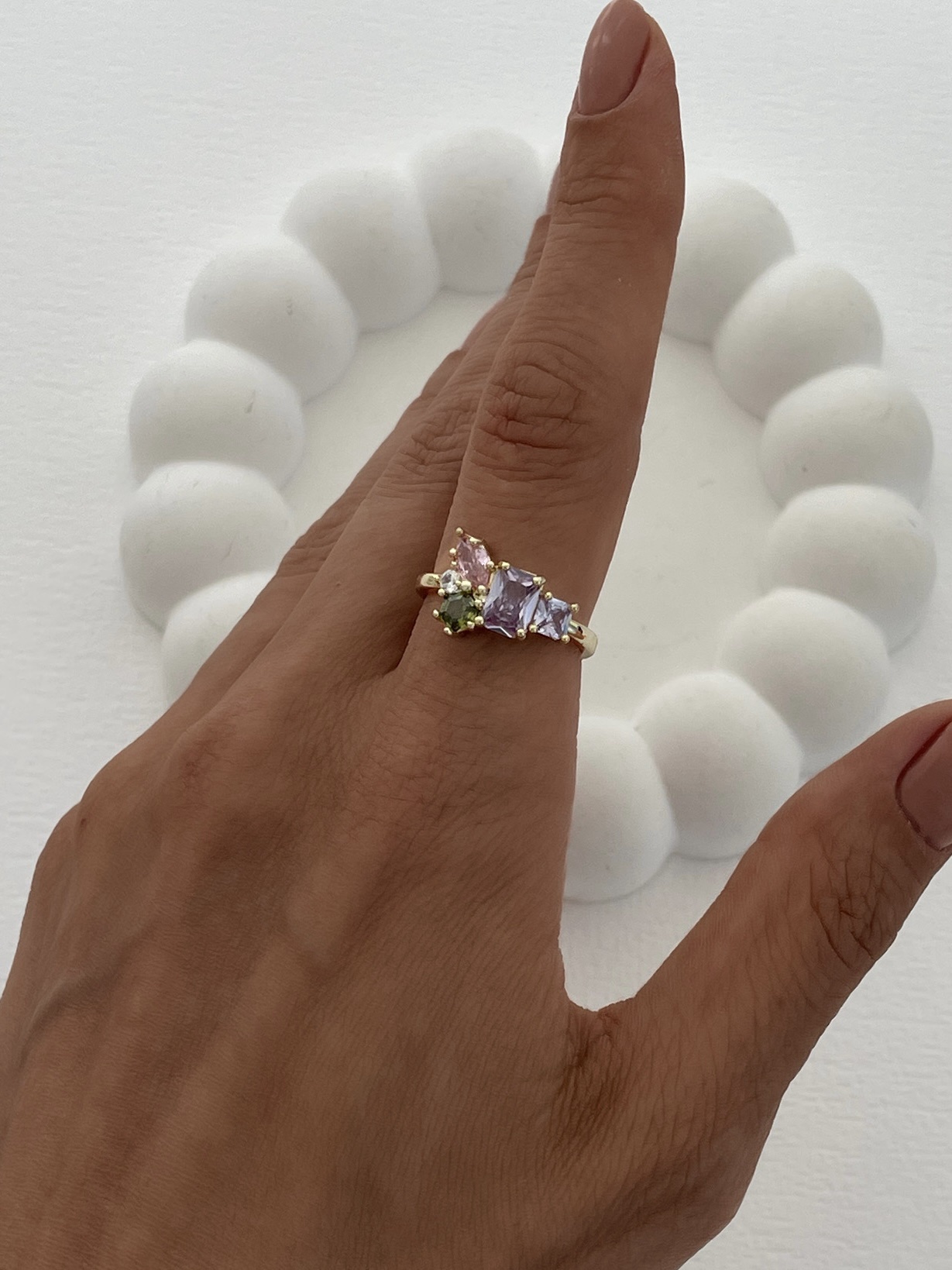 img_2013-5 Özel Seri Renkli Baget Taş Ayarlanabilir Gold Yüzük