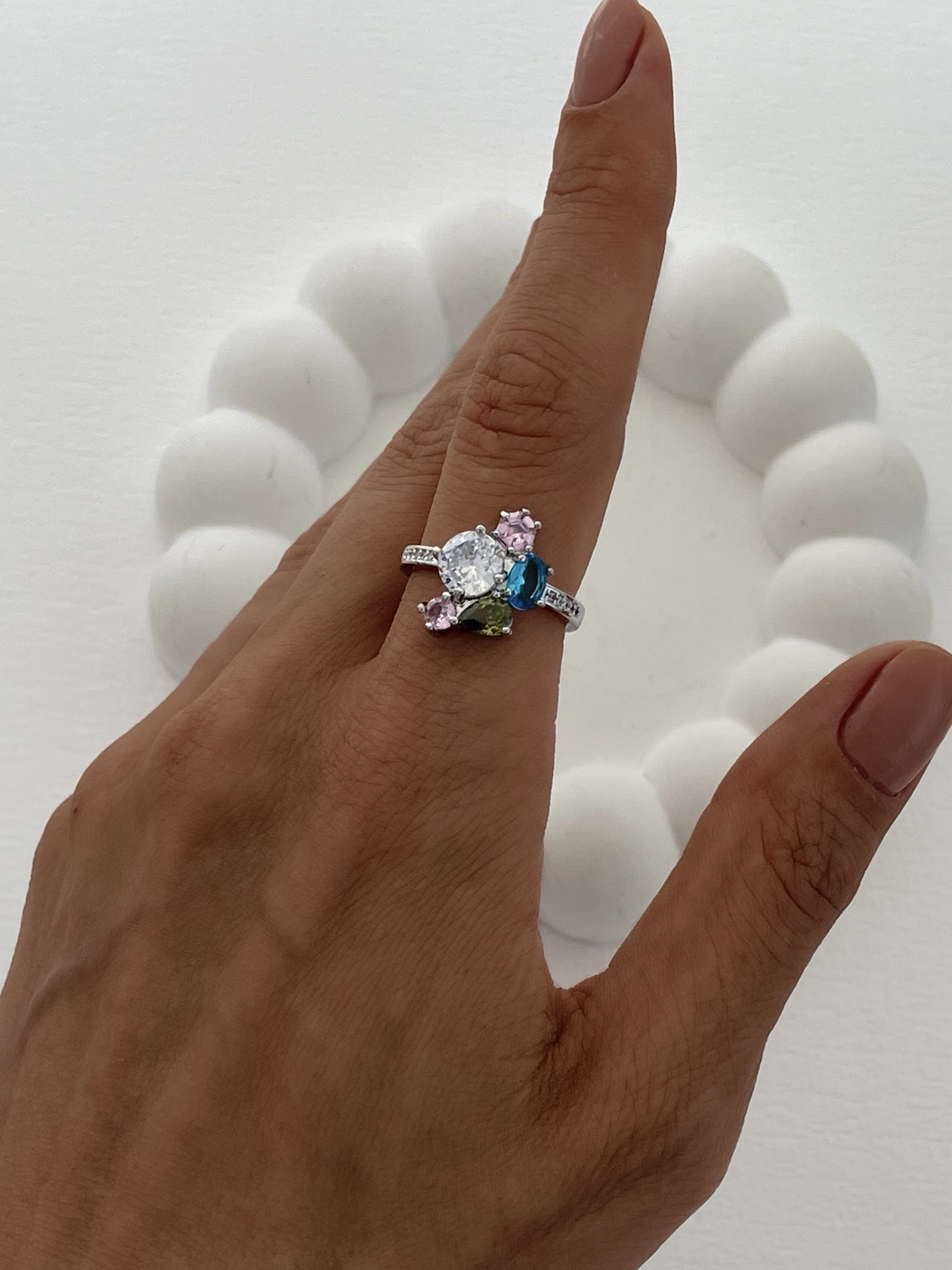 img_2076-2 Özel Seri Renkli Baget Taş Ayarlanabilir Gümüş Yüzük