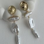 Özel Seri Maksi Boy Sallantılı İnci Gold Küpe