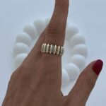 Özel Seri Renkli Zirkon Taş Geometrik Gold Ayarlanabilir Yüzük
