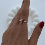 Özel Seri Fuşya Baget & Zirkon Taş Gold Ayarlanabilir Yüzük