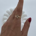 Özel Seri Pembe Baget & Zirkon Taş Gold Ayarlanabilir Yüzük