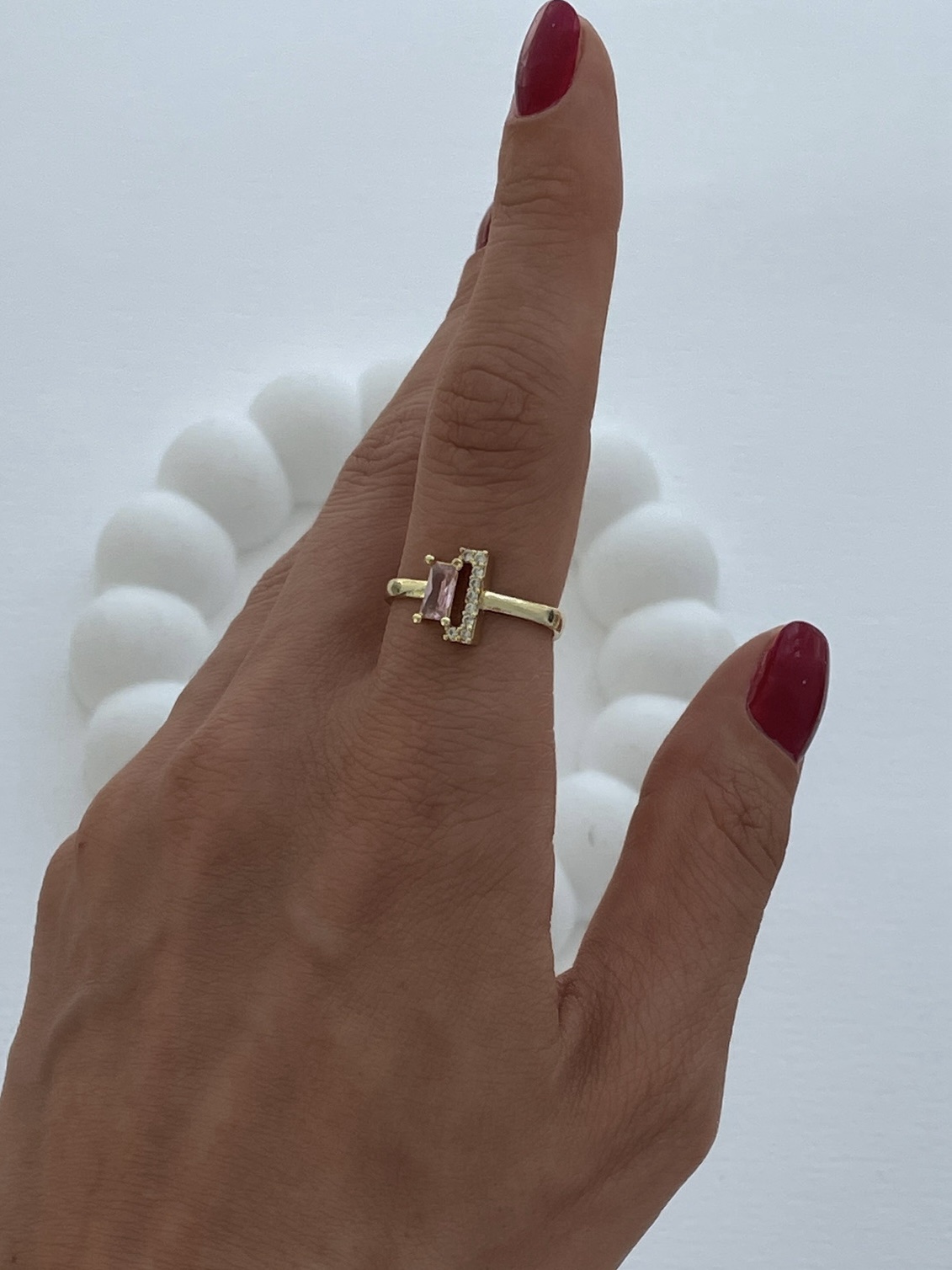 img_5985-3 Özel Seri Pembe Baget & Zirkon Taş Gold Ayarlanabilir Yüzük