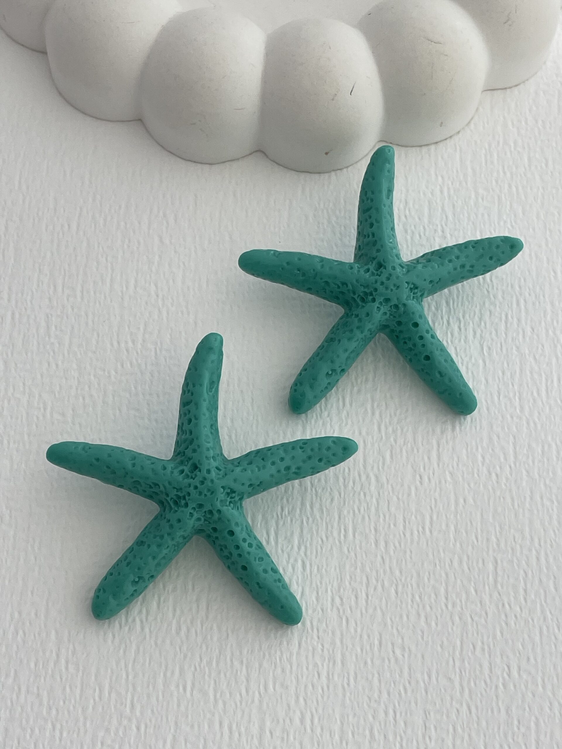 img_6037 Özel Seri Yeşil Dokulu Deniz Yıldızı Küpe