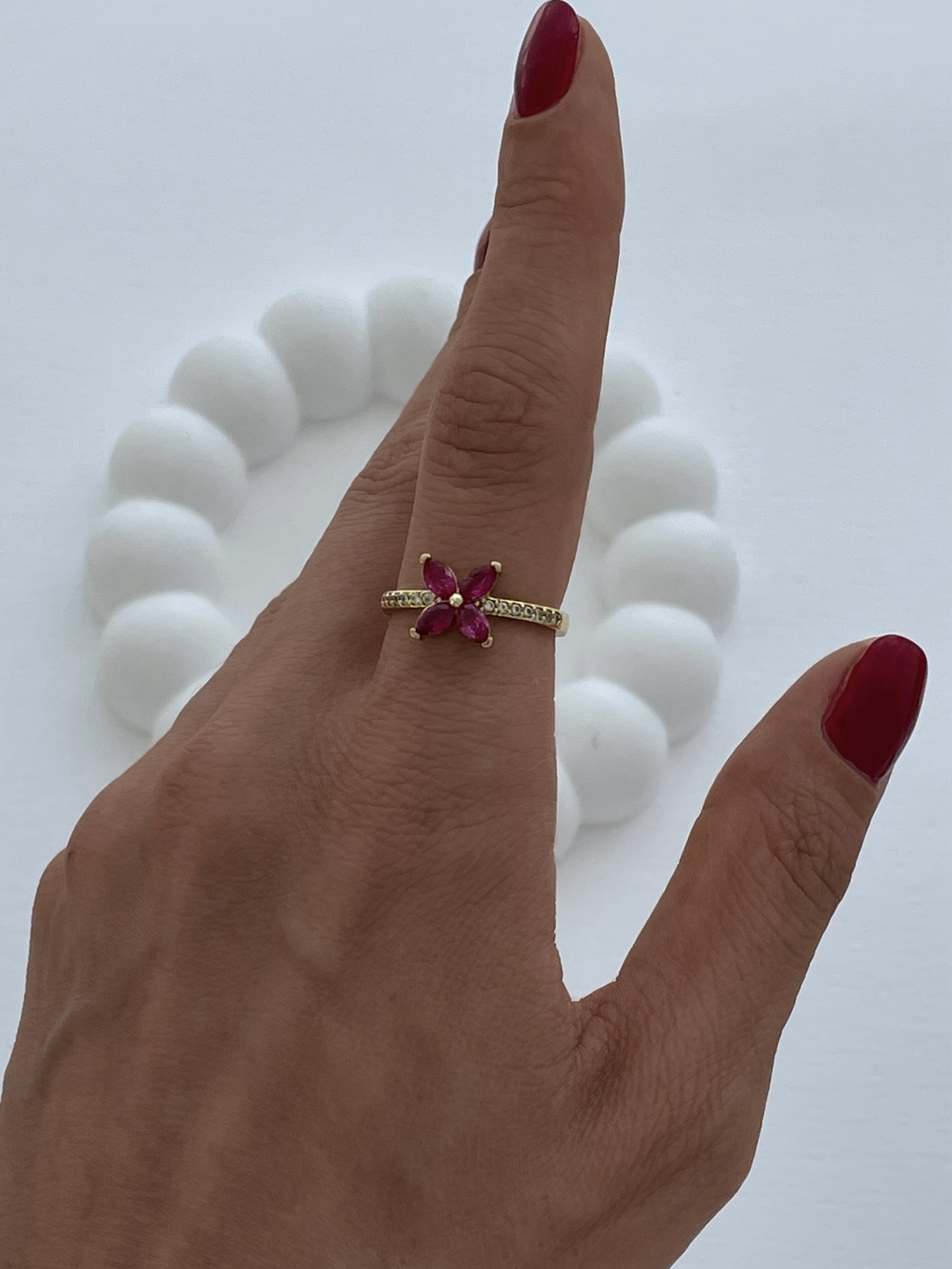 img_6179-2 Özel Seri Fuşya Baget Taş Çiçek Gold Ayarlanabilir Yüzük