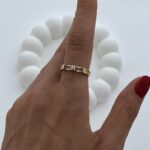 Özel Seri Pembe İkili Baget Taş Gold Ayarlanabilir Yüzük