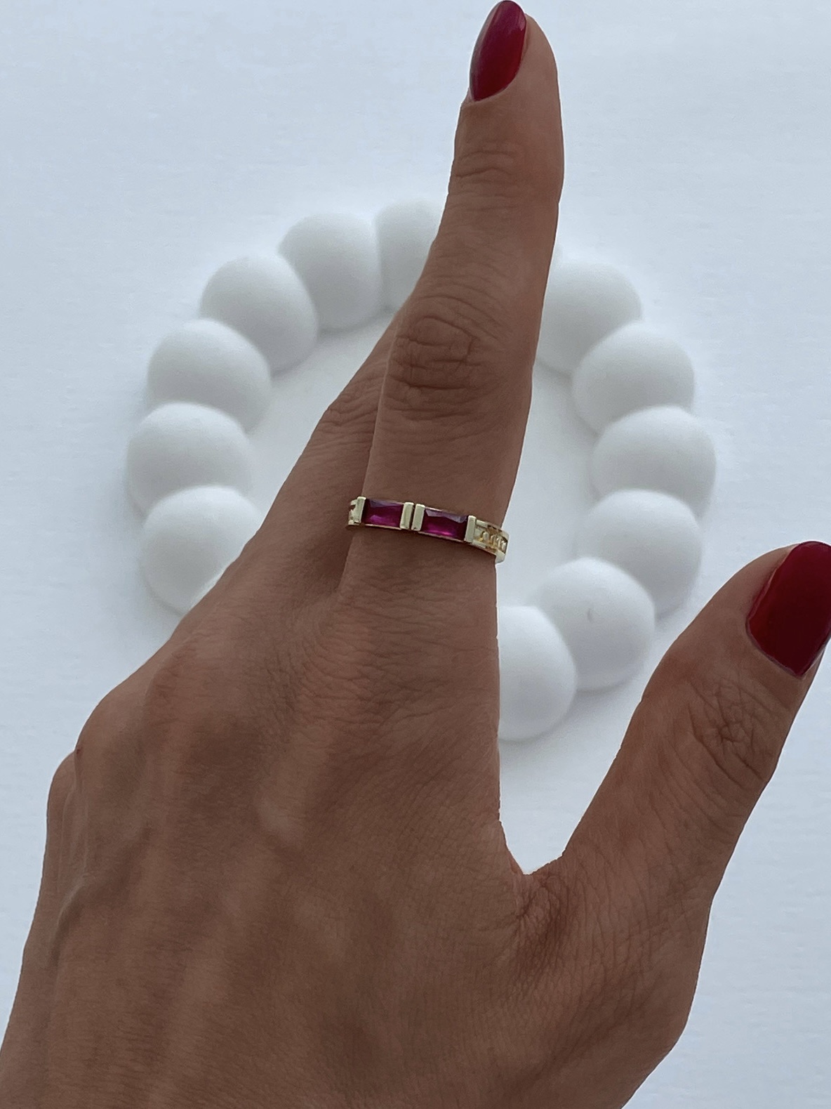 img_6593-2 Özel Seri Fuşya İkili Baget Taş Gold Ayarlanabilir Yüzük