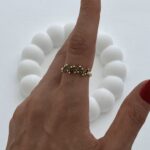 Özel Seri Haki Baget Taş Zikzak Gold Ayarlanabilir Yüzük