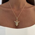Özel Seri Zirkon Taşlı Gold Anka Kuşu Kolye