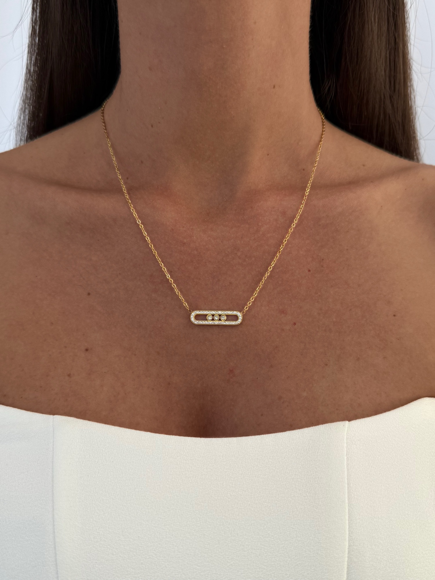 img_8047-2 Özel Seri Zirkon Taşlı Oval Tasarım Marka Model Gold Kolye