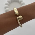 Özel Seri İkili Damla Tasarım Gold Kelepçe Bileklik