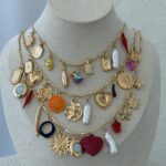 Özel Seri Marka Model Charm Detay Üçlü Gold Kolye