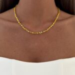 Özel Seri Nazar Motif Sarı Boncuklu Gold Kolye