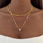 Özel Seri Nazar Motif Sarı Boncuklu Gold İkili Kolye