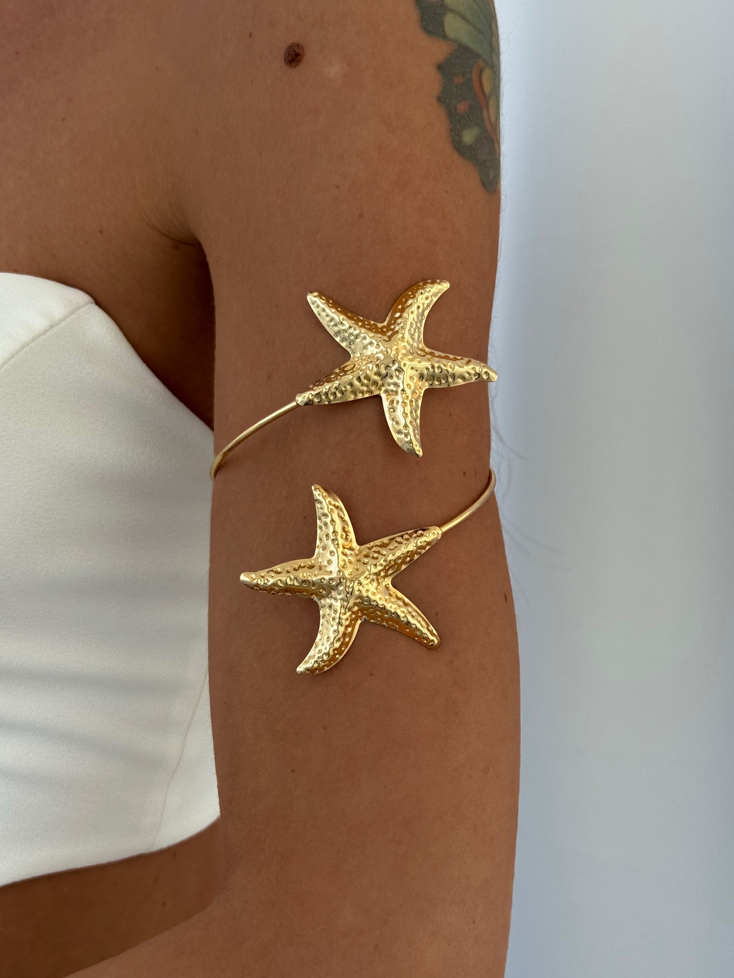 img_5003 Özel Seri İkili Deniz Yıldızı Tasarım Gold Pazu Bilekliği