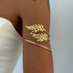 Özel Seri İkili Yaprak Tasarım Gold Pazu Bilekliği