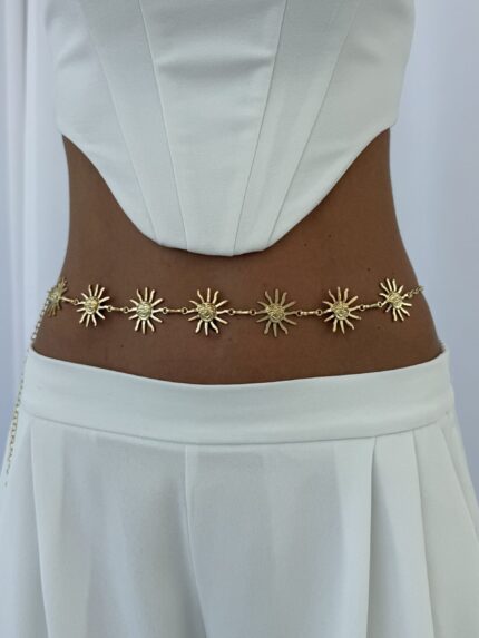 Özel Seri Güneş Tasarım Gold Bel Zinciri