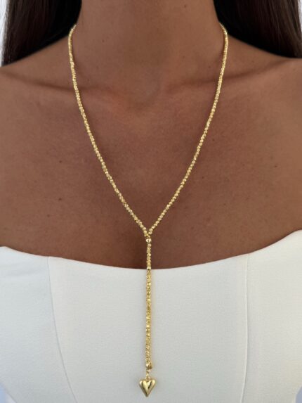 Özel Seri Kalp Detay Gold Dorika Y kolye