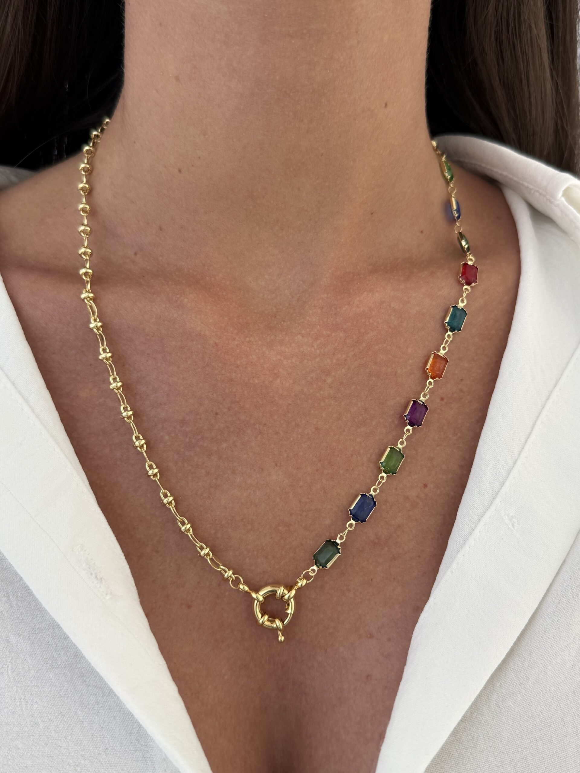 img_6152-2 Özel Seri Çok Renkli Çift Taraflı Yarısı Zincir Gold Kolye