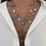 Özel Seri Eskitme Çoklu Charm Tasarım İkili Gold Kolye